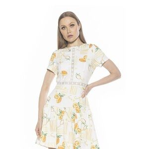 Alexia Admor White and Orange Lemoncello Midi Dress